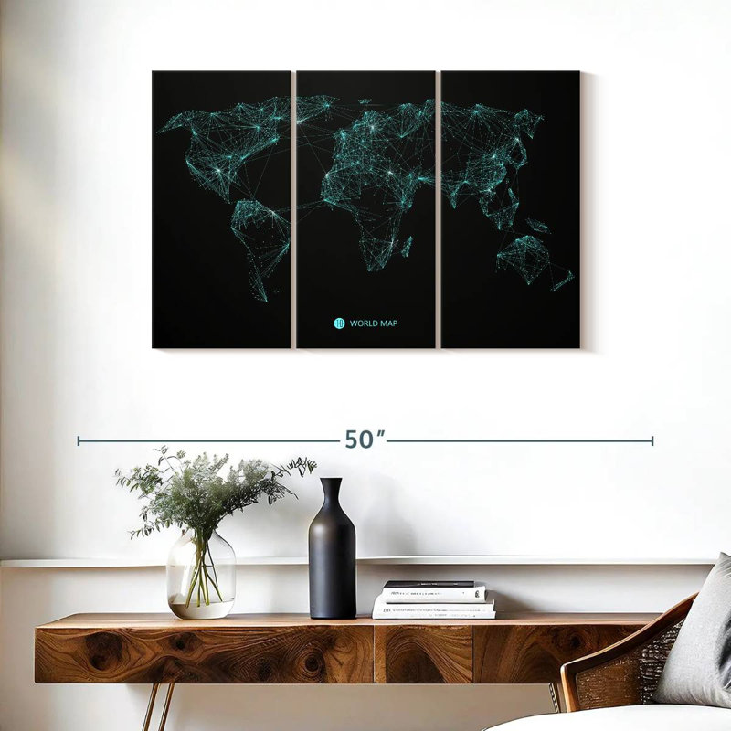 Aliaz Network Connection World Map, 24" H x 38" W