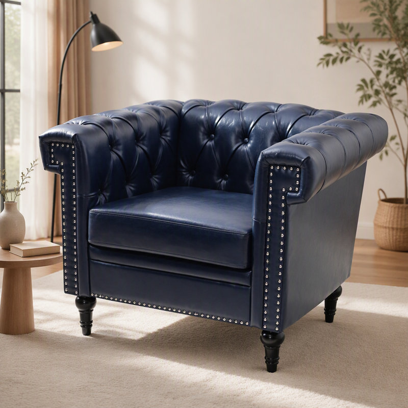 Sofa 1 place pour salon, Similicuir bleu