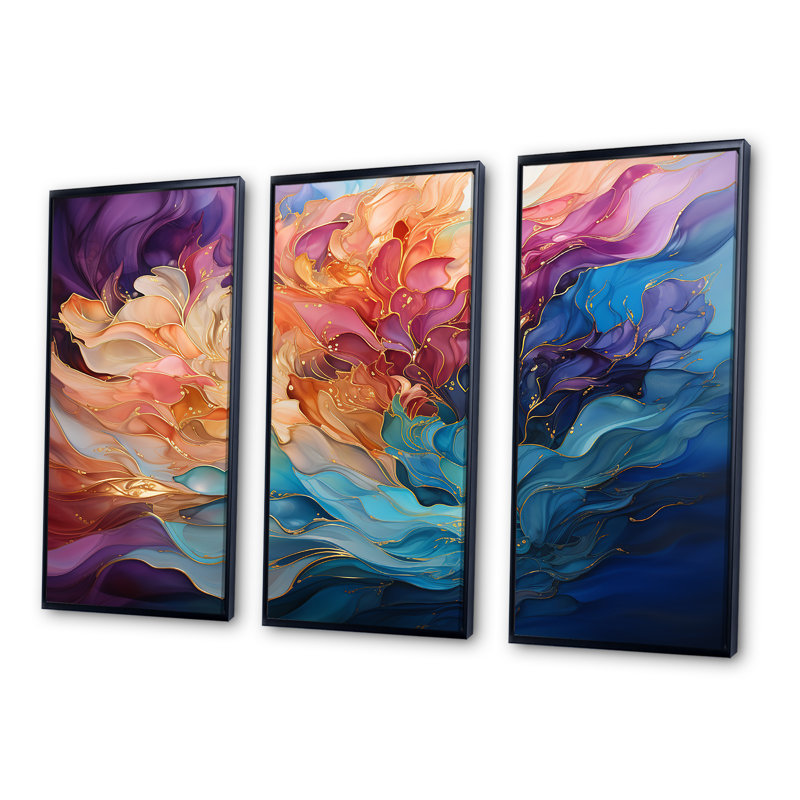 Goslar - Aurora Borealis, ensemble d'art sur toile, Cadre flottant noir, H 28 po x l 36 po x P 1 po