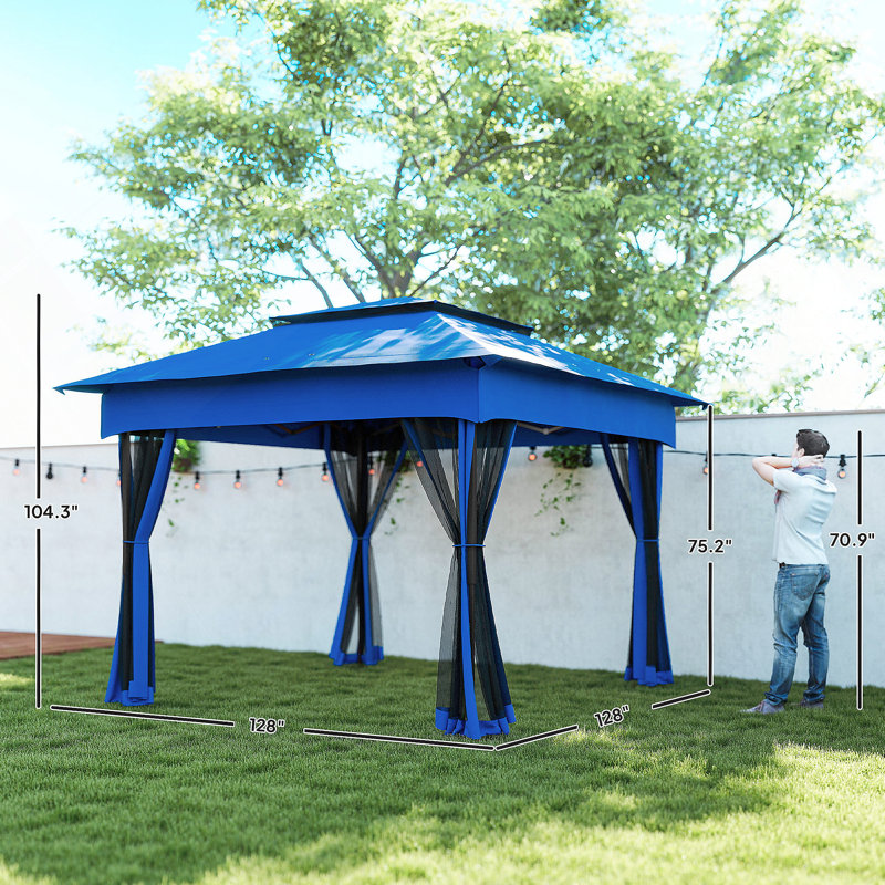 Sturdy and Durable Foldable Gazebo,Outdoor Patio Pop Up Canopy Gazebo Shelter with Zipper Netting,Carry Bag