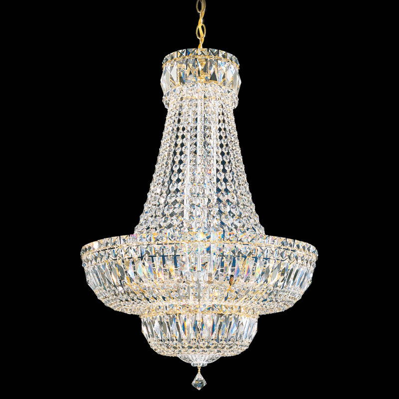 Petit Crystal Deluxe 16 Light 21in x 31in Chandelier in Silver with Clear Radiance Crystals, Chinese (K9), Gold