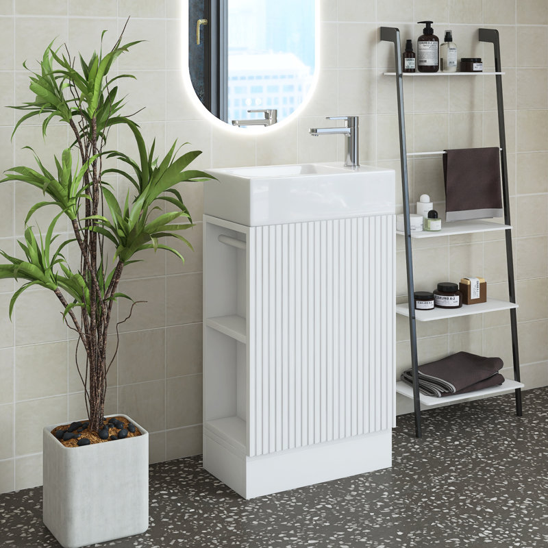Jesara 18.6'' Single Bathroom Vanity with Ceramic Top, White