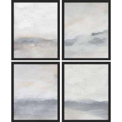 «Abstract Landscape Serene And Calming Aesthetic», reproduction de papier encadrée sur papier, 4 pièces