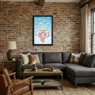 Christmas Star Snowflake Pattern With Red And White Stars