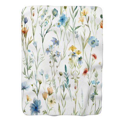Doux motifs floraux - couverture Sherpa de qualité supérieure 1 pièce