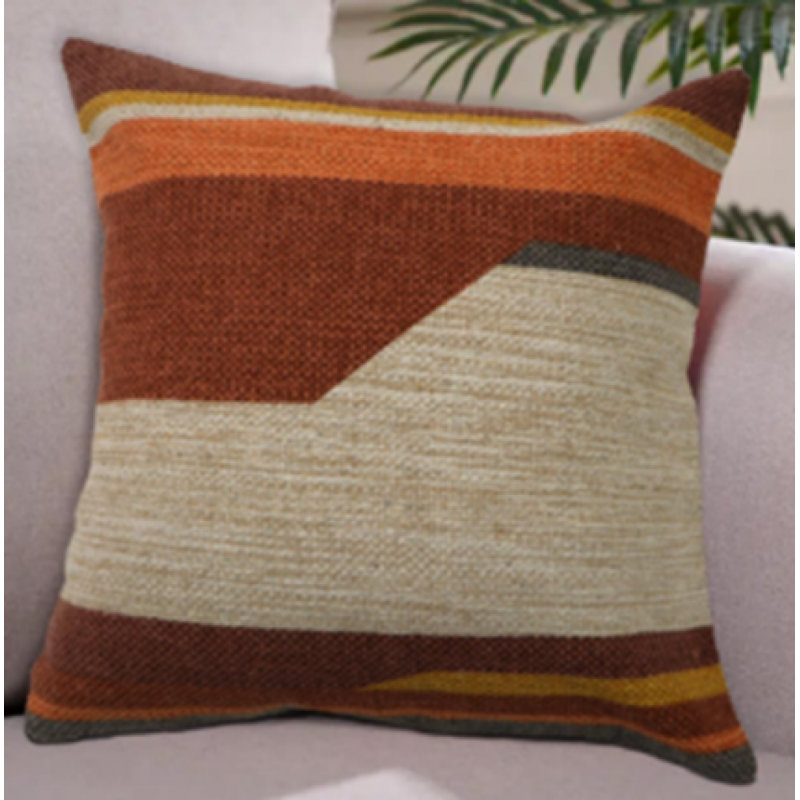 Braid Pattern Cushion Cover, 20" H x 20" H, Multi Colored Striped