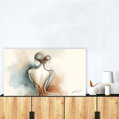 «Elegant Simplicity Watercolor Line Art - Art mural sur toile tendue