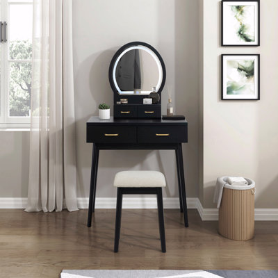Magnifique commode avec miroir et tabouret avec tiroirs de rangement