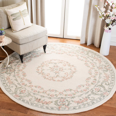 Barnsdall Hand-Tufted Wool Ivory/Pink Area Rug