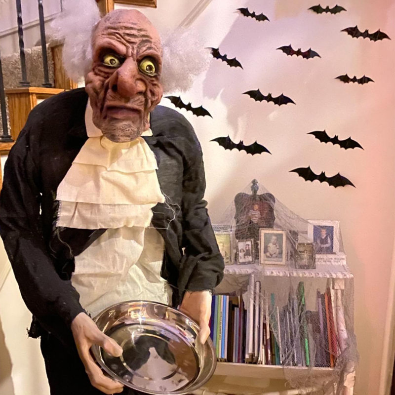 The Holiday Aisle® Life-Size Halloween Animatronic, Zombie Butler ...