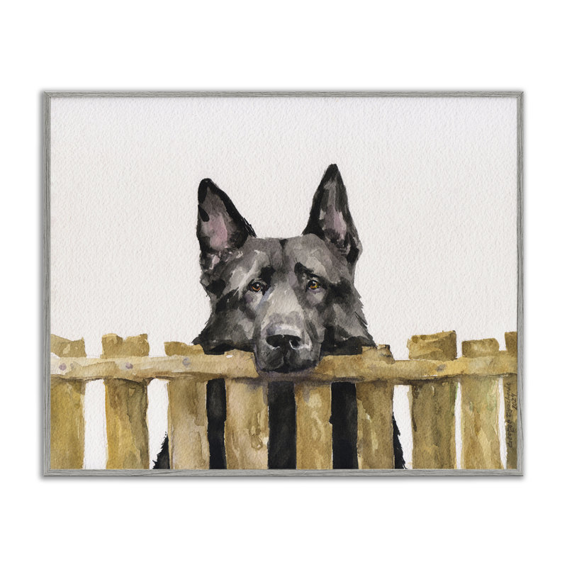 Art de giclée de berger allemand noir par George Dyachenko, Estampe numérique Farmhouse, H 24 po x l 30 po