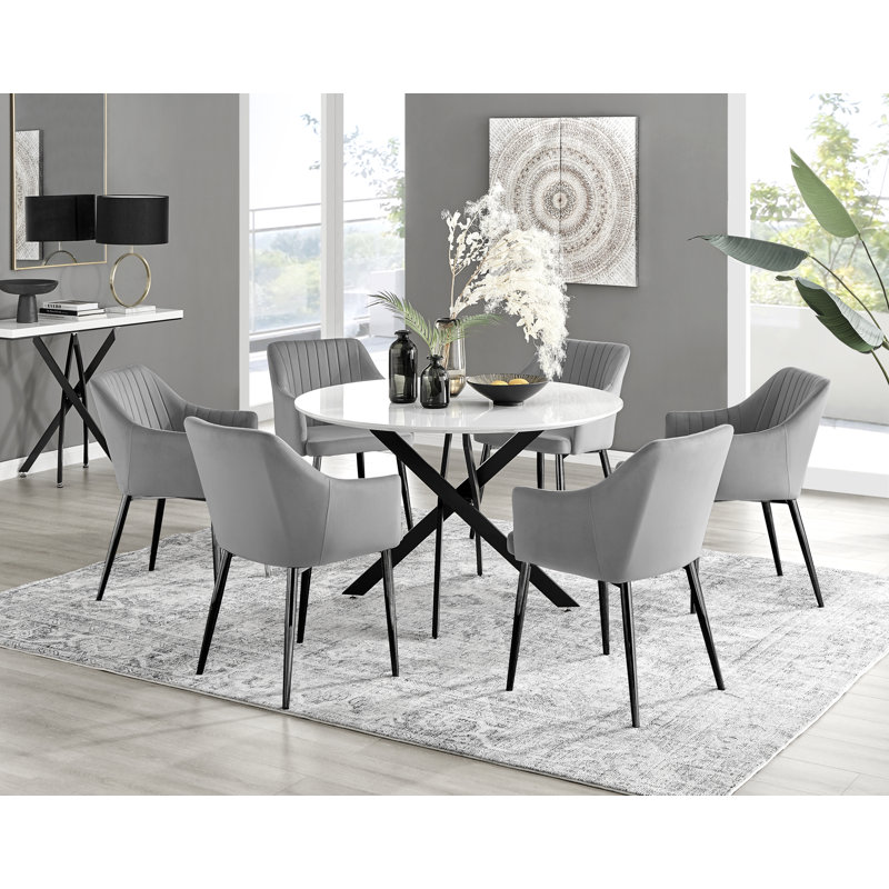 Ensemble repas pour 6 personnes Aashif, Gris / noir