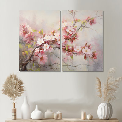 Apple Blossom Impressionist Spring - Traditional Wall Decor 2 Panels