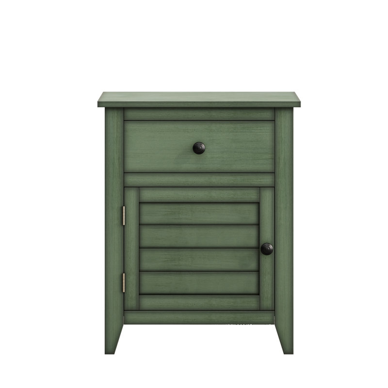 Placage vert antique, table de chevet, tiroir de rangement, table de bout H 25 po transitionnel, Vert antique