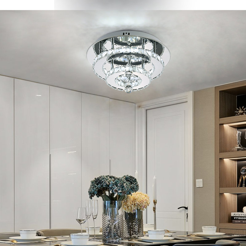  36W Modern Round LED Crystal  Flush Mount Crystal Chandeliers Fixture, White Light, 6000K