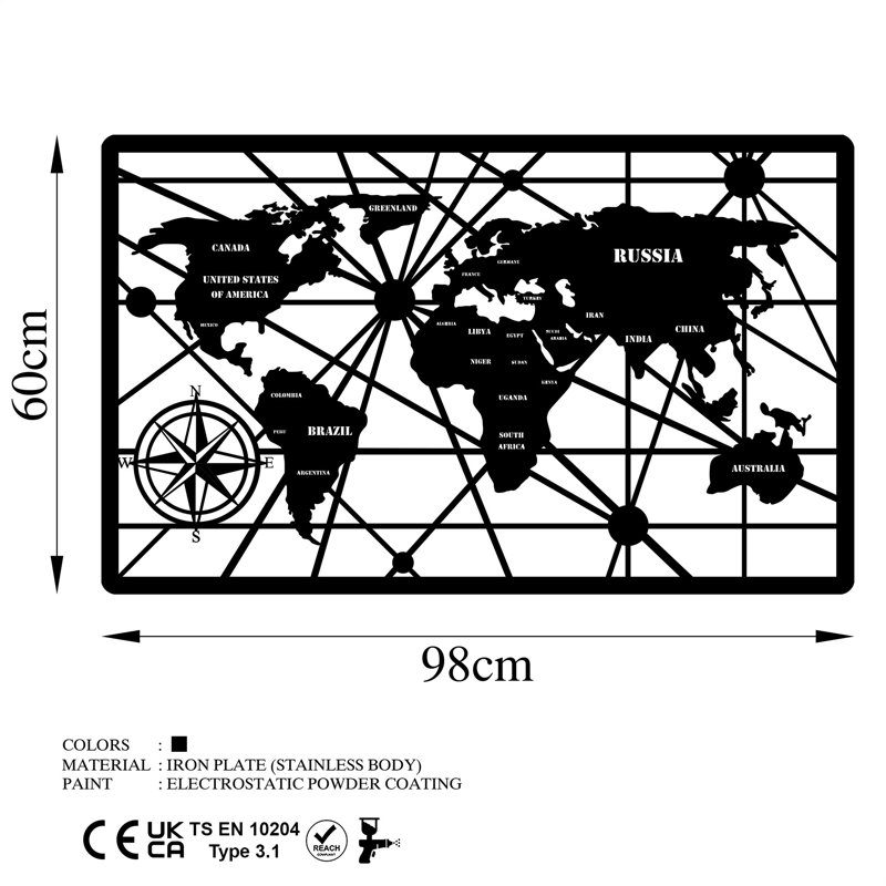 Decorative Metal Wall Accessory, 23.62" H x 38.58" W x 1.57" D
