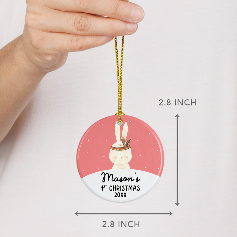 Ornement rond en forme de lapin, Pink