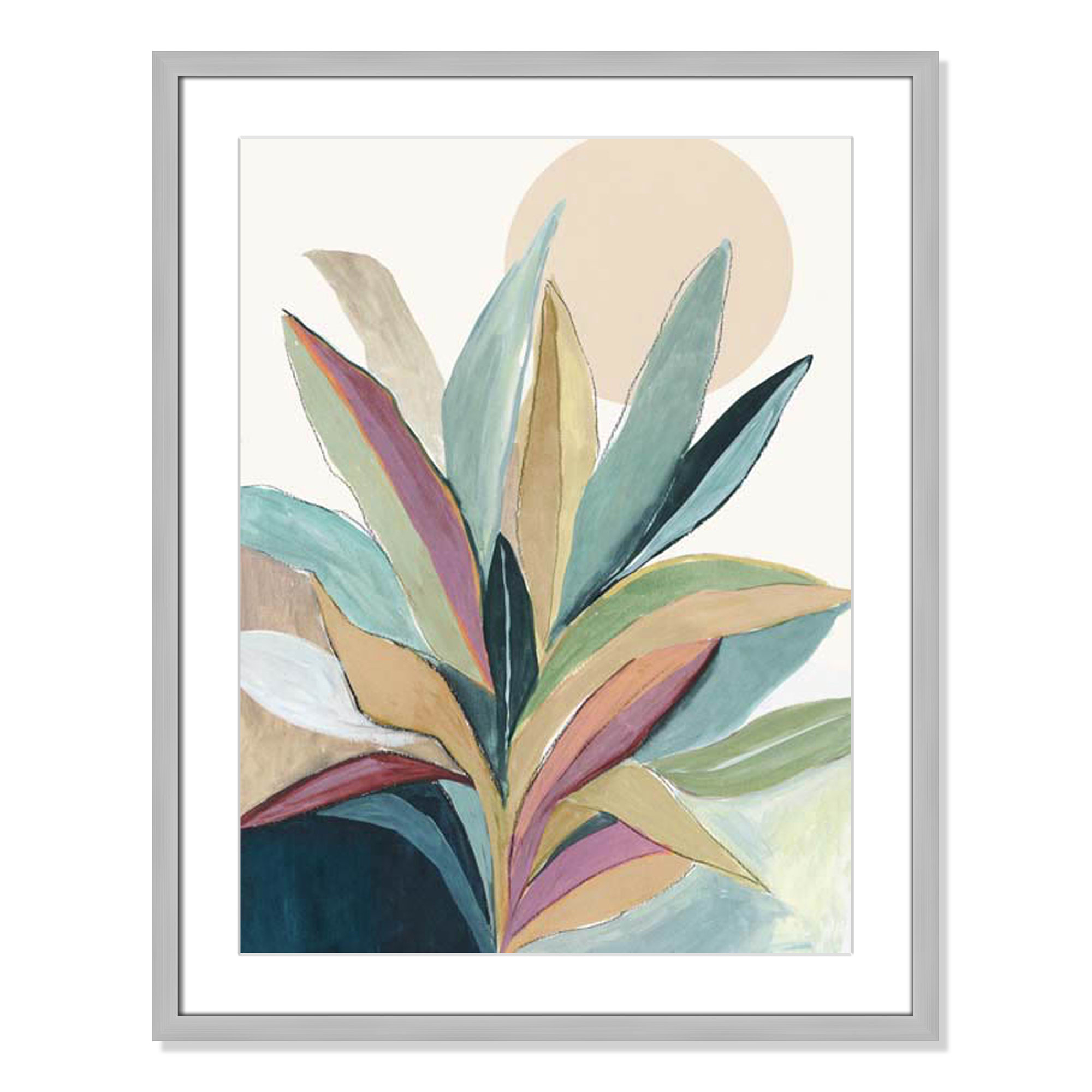 Sherbrooke Sunny Bright Leaves I by Asia Jensen Print, Silver Single Picture Frame, Yes, 29.5" H x 23.5" W x 2" D