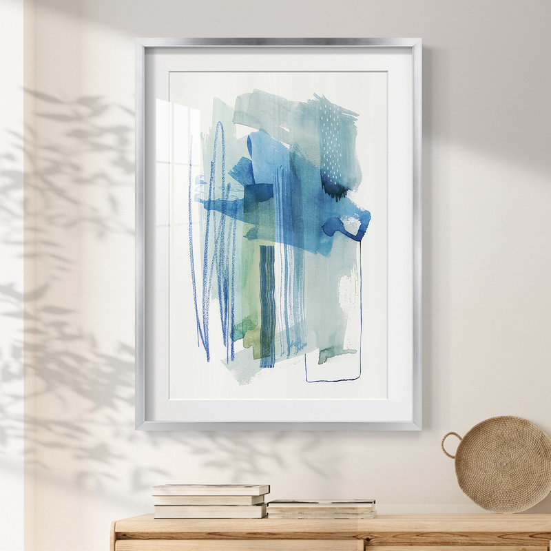 Oasis abstraite I - impression encadrée, H 25,5 po x l 17,5 po, Argent argent