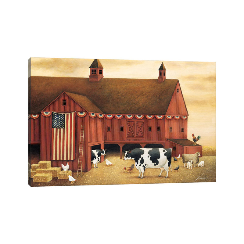 Fourth Of July Barn by Lowell Herrero - Wrapped Canvas Painting, 66.04 cm H x 45.72 cm W x 3.175 cm D