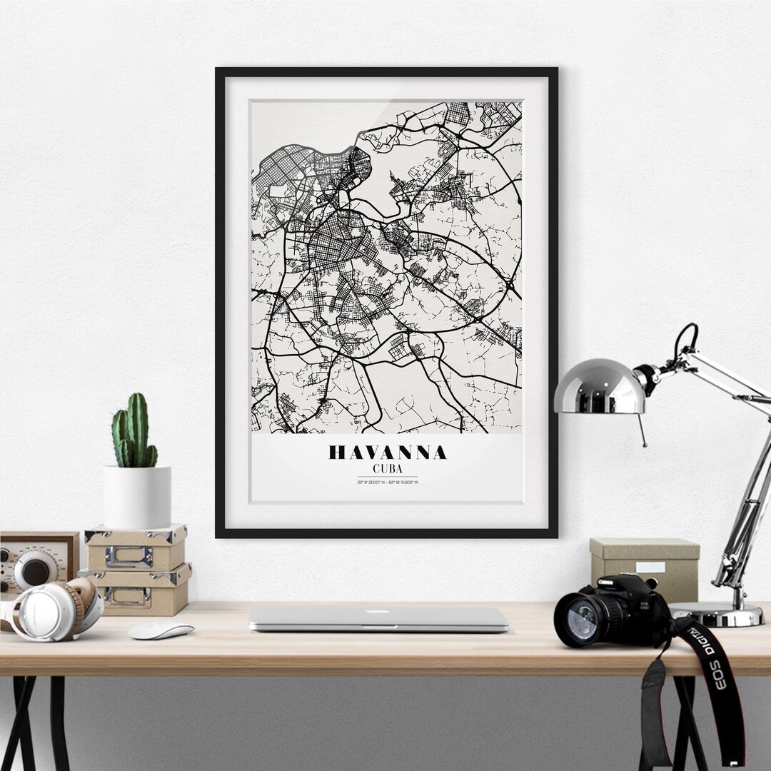 Gerahmtes Poster Havanna-Stadtplan