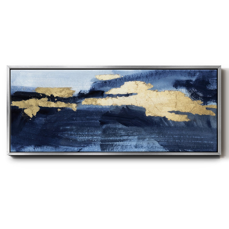 Gilded Indigo Sea II - toile encadrée, H 20 po x l 50 po