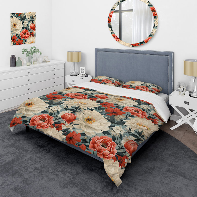 Literie Milya, Housse de couette pour grand lit et 2 taies décor
