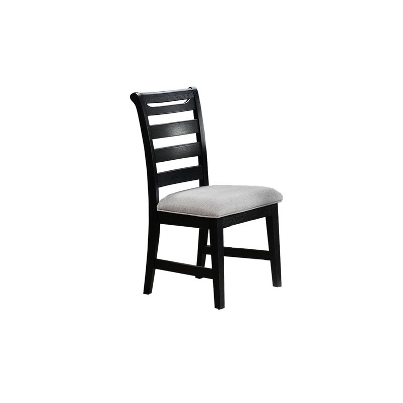 Chaises de salle à manger modernes de 2, siège rembourré noir, structure de dossier, chaises en bois d'hévéa 2 pièces, caractéristique,