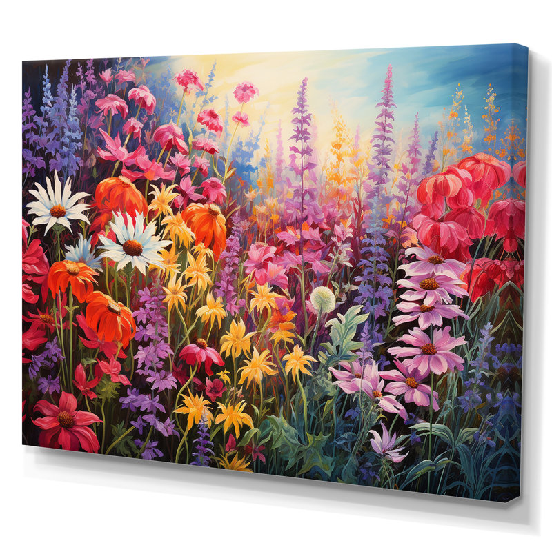 Fleurs sauvages dans un jardin de couleurs, reproduction sur toile, 12" H x 20" W, Toile tendue