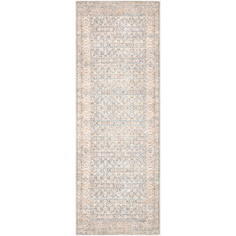 Washable Area Rug, Rectangle 7'10" x 10', Slate Blue/Taupe/Ivory