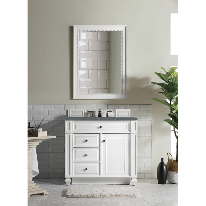Bristol 36'' W Single Vanity, Bright White, Parisien Bleu Quartz, 8" Widespread
