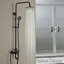 FontanaShowers Matte Black Shower Faucet Set with Hand Shower Sprayer Modern Luxury Bathroom Fixture