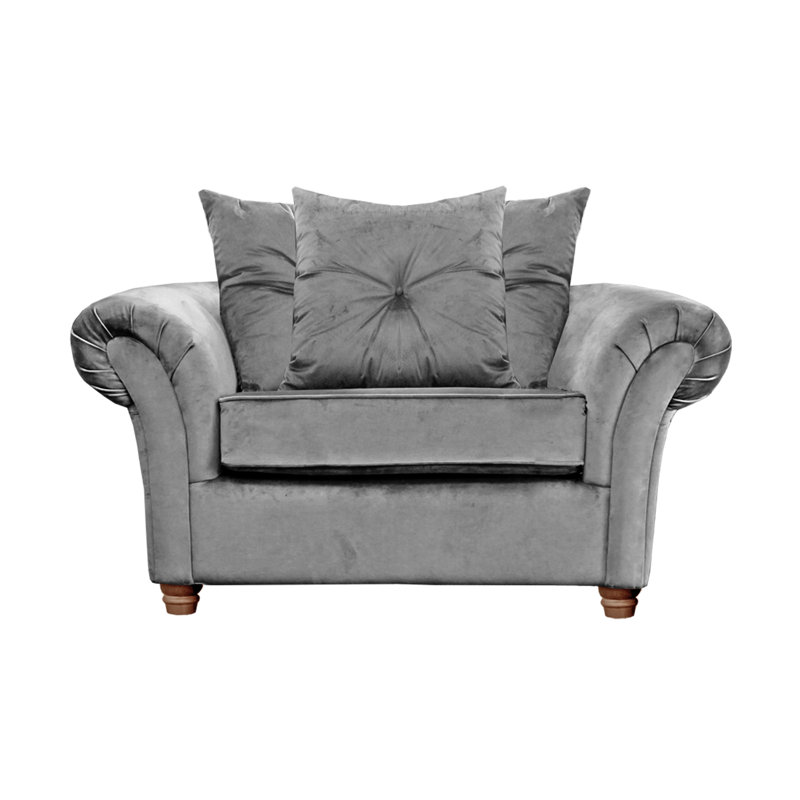 Lila 135cm W Velvet Rolled Arms Loveseat, Dark Grey