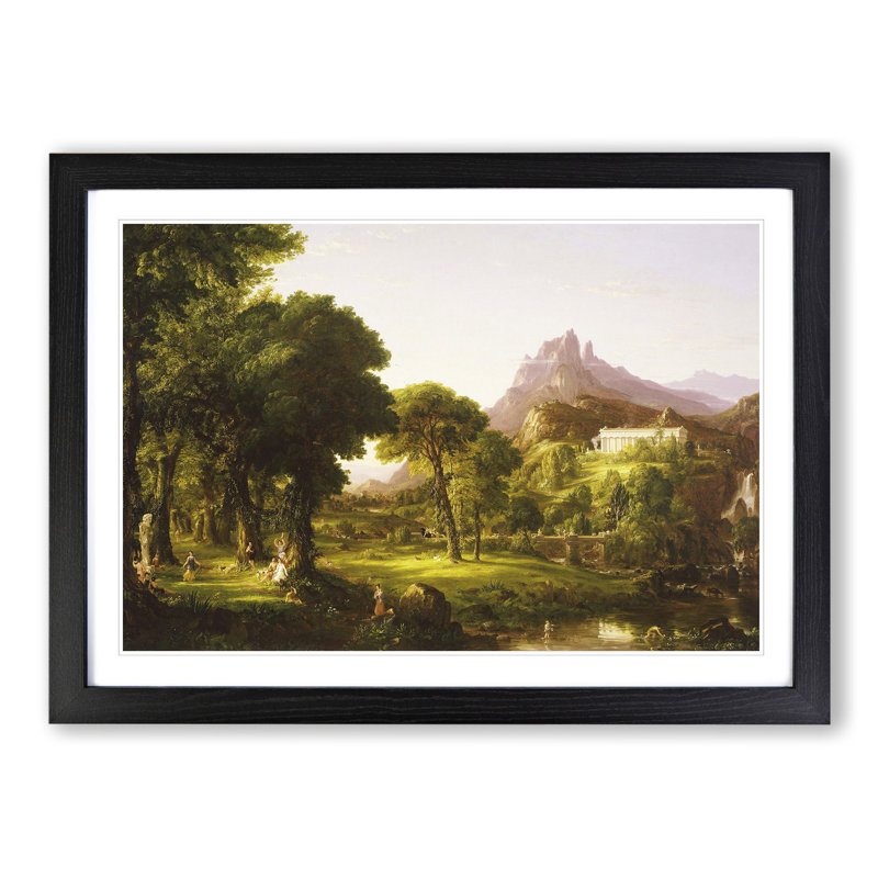 Dream of Arcadia by Thomas Cole - Picture Frame Painting, 36cm H x 48cm W x 2cm D, Black Framed