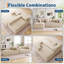Canapé modulaire modulaire en L pour le salon, canapé rembourré moderne en polyester avec coussins et mousse haute densité, conception d'angle sans assemblage requis, beige-325746236