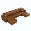 Canapé modulaire avec deux repose-pieds de rangement amovibles, canapé modulaire rembourré en similicuir respirant, canapé en similicuir-244216963