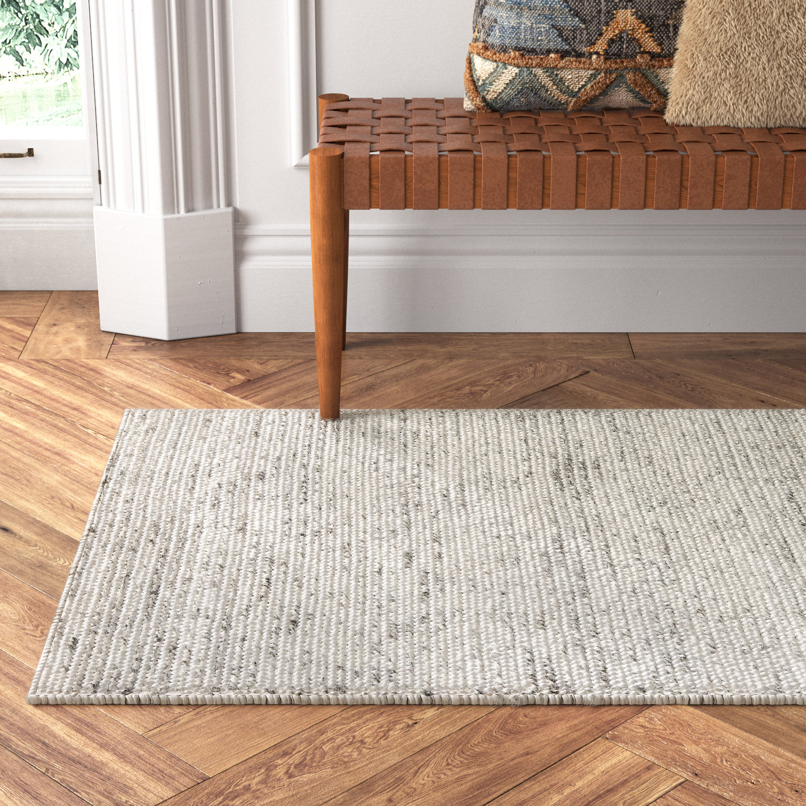 Amalda Ivory Hand-Woven Wool Rug, Runner 2'3" x 8'