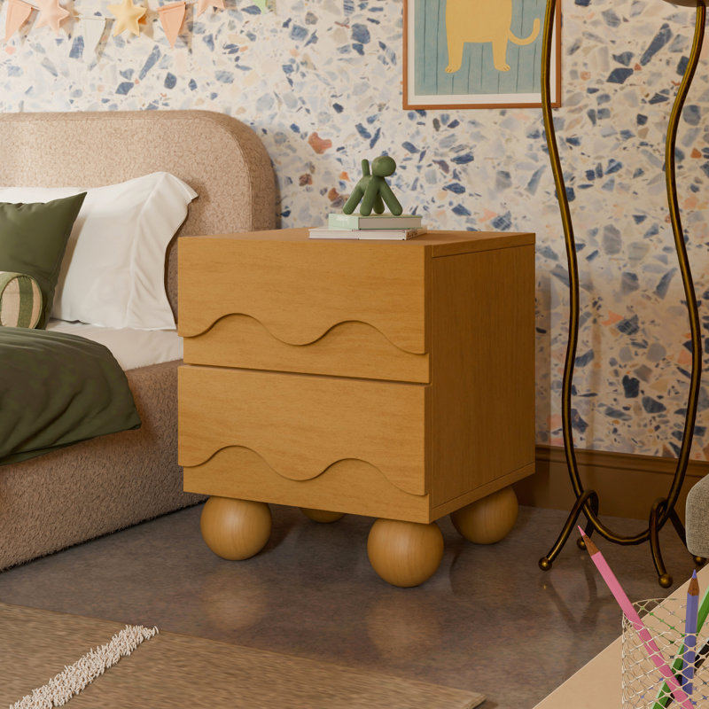 Lido Wave Assembled Nightstand, Honey