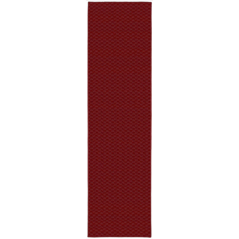 Tapis rouge à motif géométrique touffeté Esther, Tapis de couloir 3 pi x 12 pi