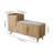 Walnut Wooden Shoe Storage Bench With Left-Side Cabinet For Entryway (47")