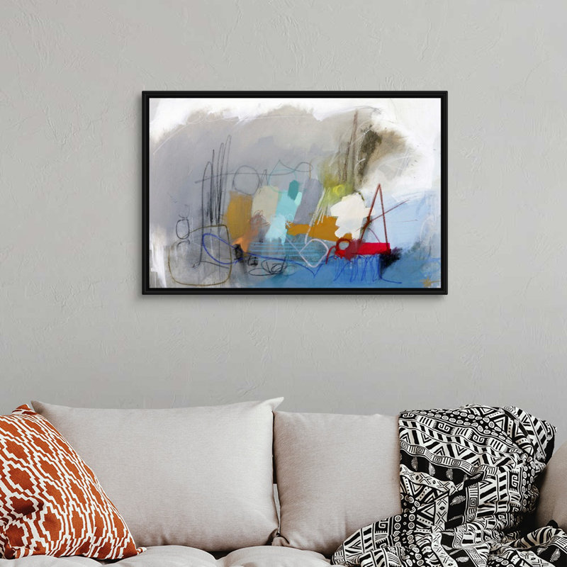 Reproduction d’art sur toile, "A Game I" par B. Robert, 26" H x 38" W x 1.75" D, Cadre noir