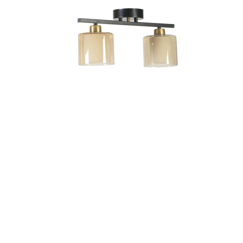 Elegant Black & Amber Chandelier, Metal Body, 14.6 in Diameter x 7.9 in Height, 14.2 in Length | E27 Socket, Max 40W, IP20 Rated | Perfect for Dining Room, Living Room, and Modern Home Decor