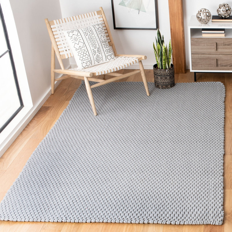 Tapis gris en coton tissé à plat à la main Anya-Louise, Rectangle de 5 pi x 8 pi