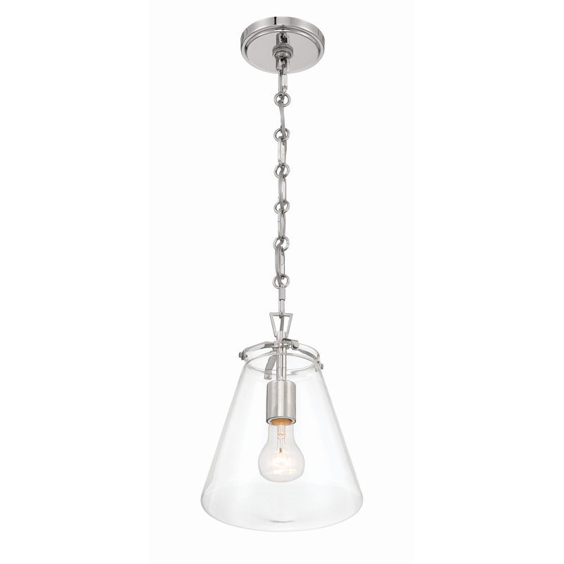 Luminaire suspendu en forme de cloche à 1 lumière Blair, Nickel poli