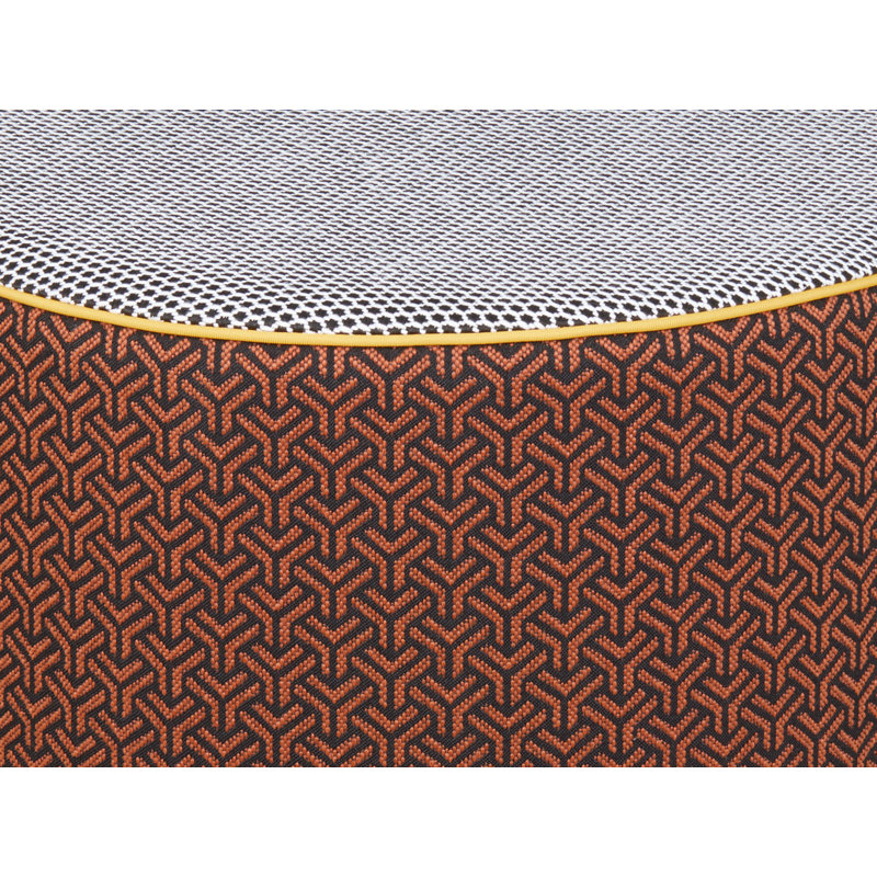 Calybabu Outdoor Pouf, Red/Black Geometric
