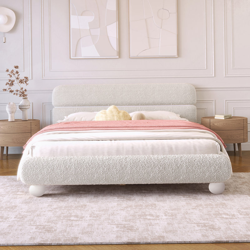 Curve-Shaped Design Contemporary Upholstered Bed
