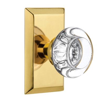 Plaque Studio avec poignée de porte ronde en cristal transparent