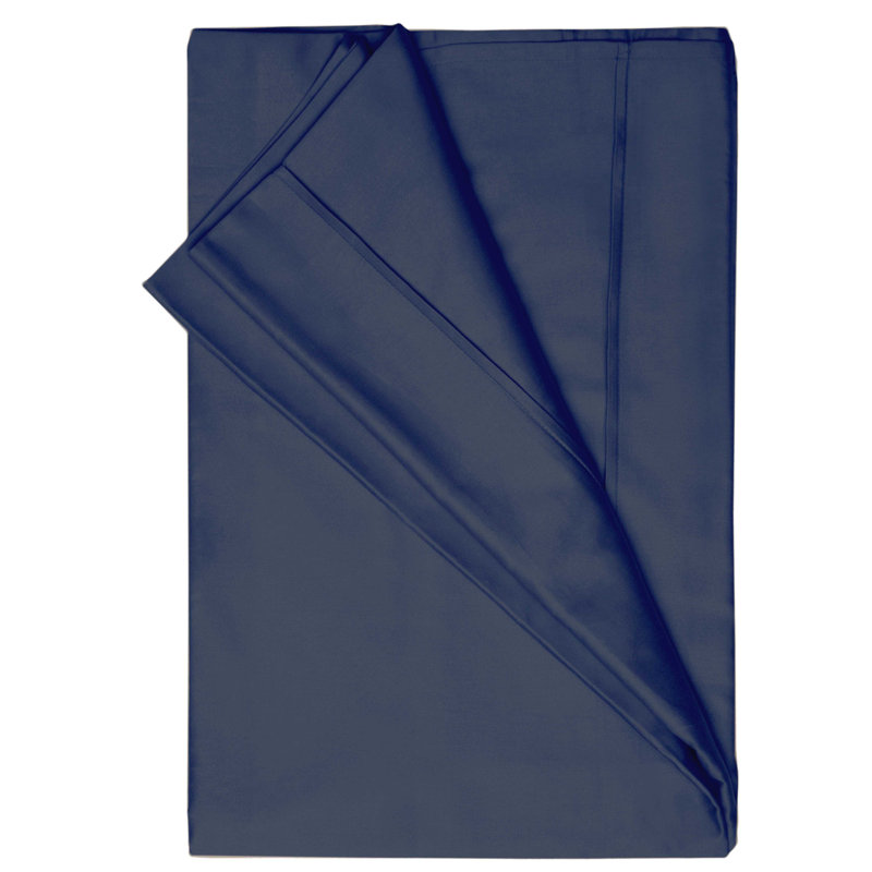 Plain Dye 200 TC Egyptian-Quality Cotton Percale Flat Sheet, Double (4'6), Navy