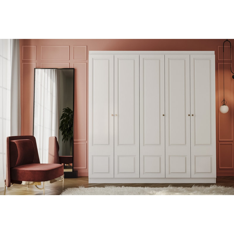 Berend 5 Door Manufactured Wood Wardrobe, 198cm H x 54cm W x 34cm D