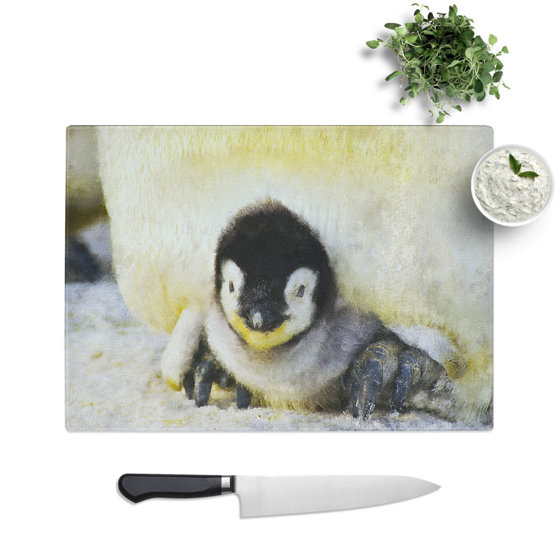 Baby Penguin Painting Chopping Board, 0.4cm H x 29cm W x 39cm L